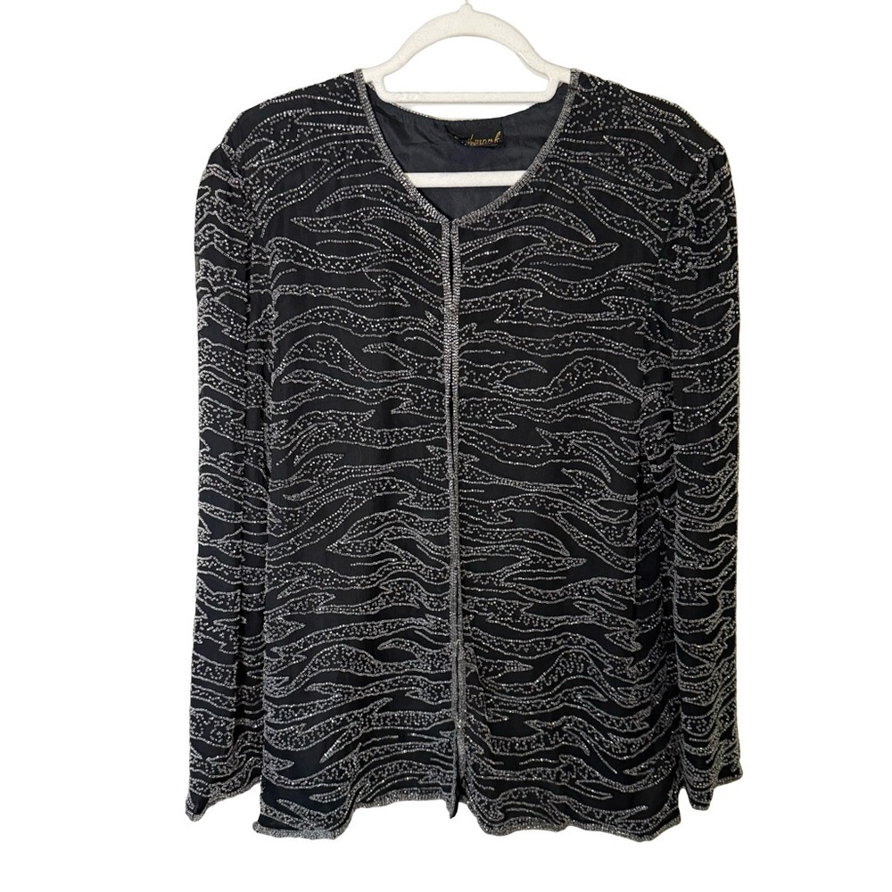 Landmark Beaded Black Blazer Cardigan Size S M Party Evening Holiday Formal